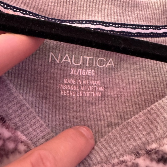 Gray & white fleece long sleeve lounge set with drawstring pants - Picture 4 of 15